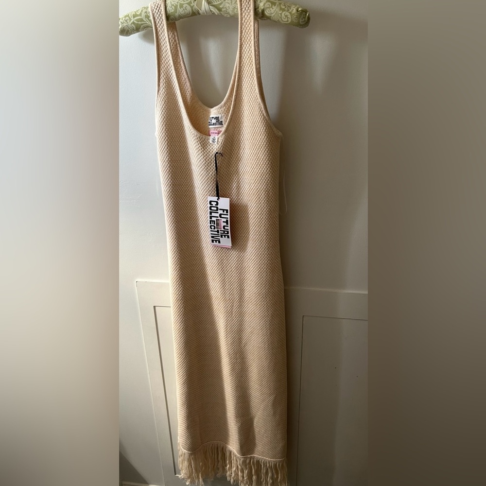 Cream knot Sleeveless Dress